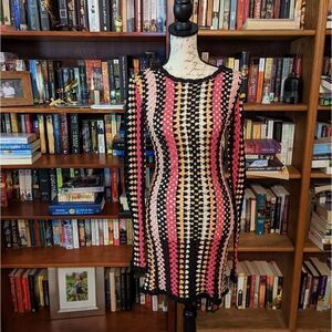 Nbd crochet long sleeve stripe sweater dress nwt sz s